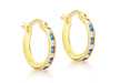 9ct Yellow Gold 14mm Blue and White Zirconia  Creole Earrings