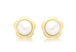 9ct Yellow Gold 11mm Flower and Pearl Stud Earrings