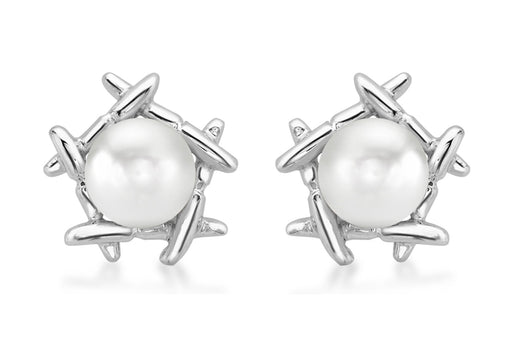 9ct White Gold Pearl Stud Earrings