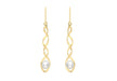 9ct Yellow Gold Pearl Spiral Drop Earrings