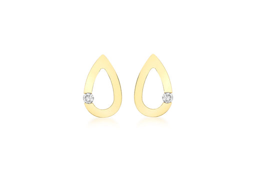 9ct Yellow Gold 0.07t Diamond Teardrop Shaped Stud Earrings