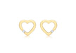 9ct Yellow Gold 0.07t Diamond 11mm x 10mm Heart Stud Earrings