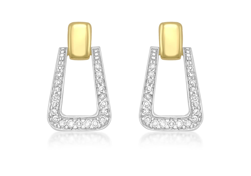 9ct Yellow Gold 0.32t Diamond 11mm x 18mm Magnet-Shaped Drop Earrings