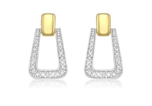 9ct Yellow Gold 0.32t Diamond 11mm x 18mm Magnet-Shaped Drop Earrings