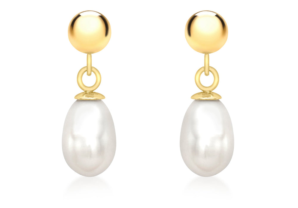 9ct Yellow Gold Fresh Water Pearl Drop Earrings