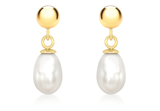 9ct Yellow Gold Fresh Water Pearl Drop Earrings