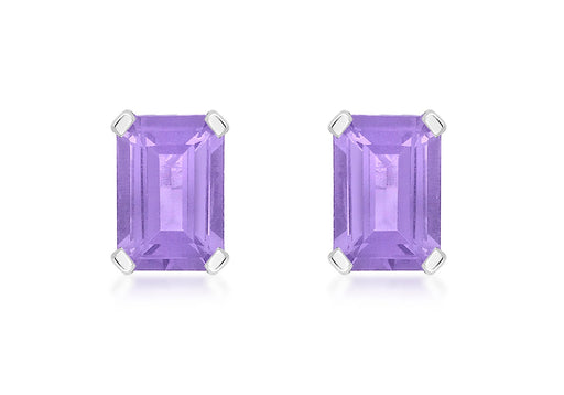 9ct White Gold Rectangular Amethyst Stud Earrings