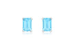 9ct White Gold Rectangular Blue Topaz Stud Earrings