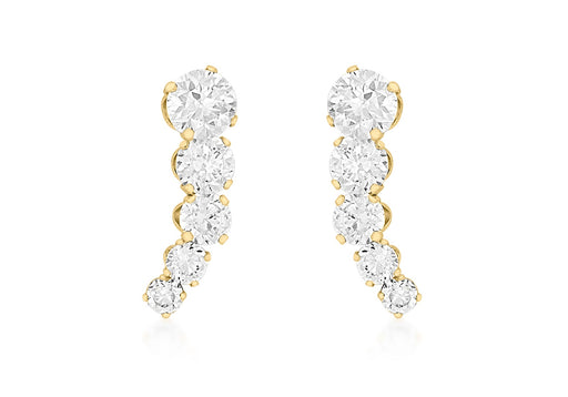 9ct Yellow Gold Graduated 5-Stone Zirconia  5mm x 15mm Stud Earrings