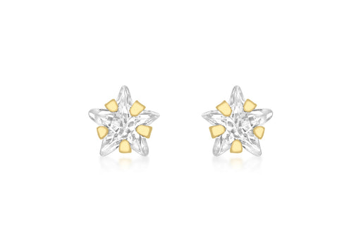 9ct Yellow Gold Zirconia  5mm x 5mm Star Stud Earrings