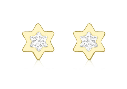 9ct Yellow Gold Zirconia  7mm x 7mm Star Stud Earrings