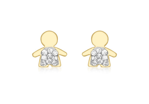 9ct Yellow Gold Pave Set Zirconia  Little Boy Stud Earrings