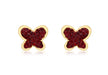 9ct Yellow Gold Pave Set Red Zirconia Butterfly Stud Earrings