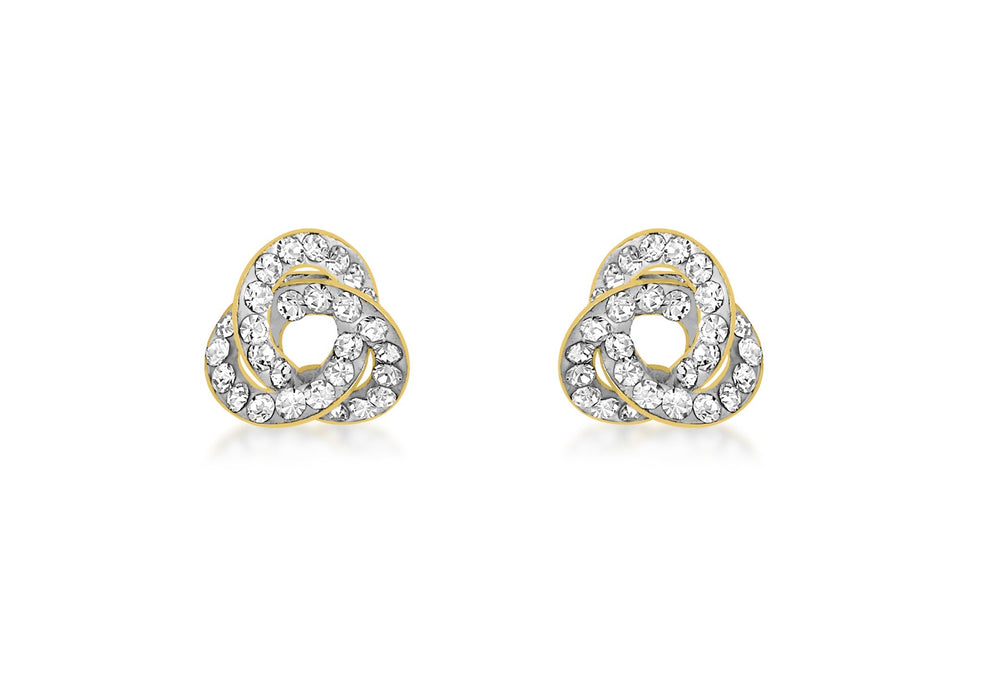 9ct Yellow Gold Crystalique Knot Stud Earrings