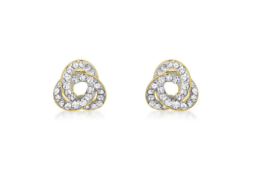 9ct Yellow Gold Crystalique Knot Stud Earrings