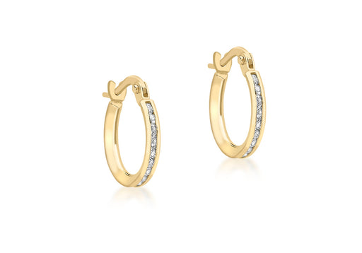 9ct Yellow Gold Zirconia  Band 13mm Creole Earrings