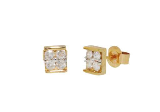 9ct Yellow Gold 0.36t Diamond Square Shaped Stud Earrings