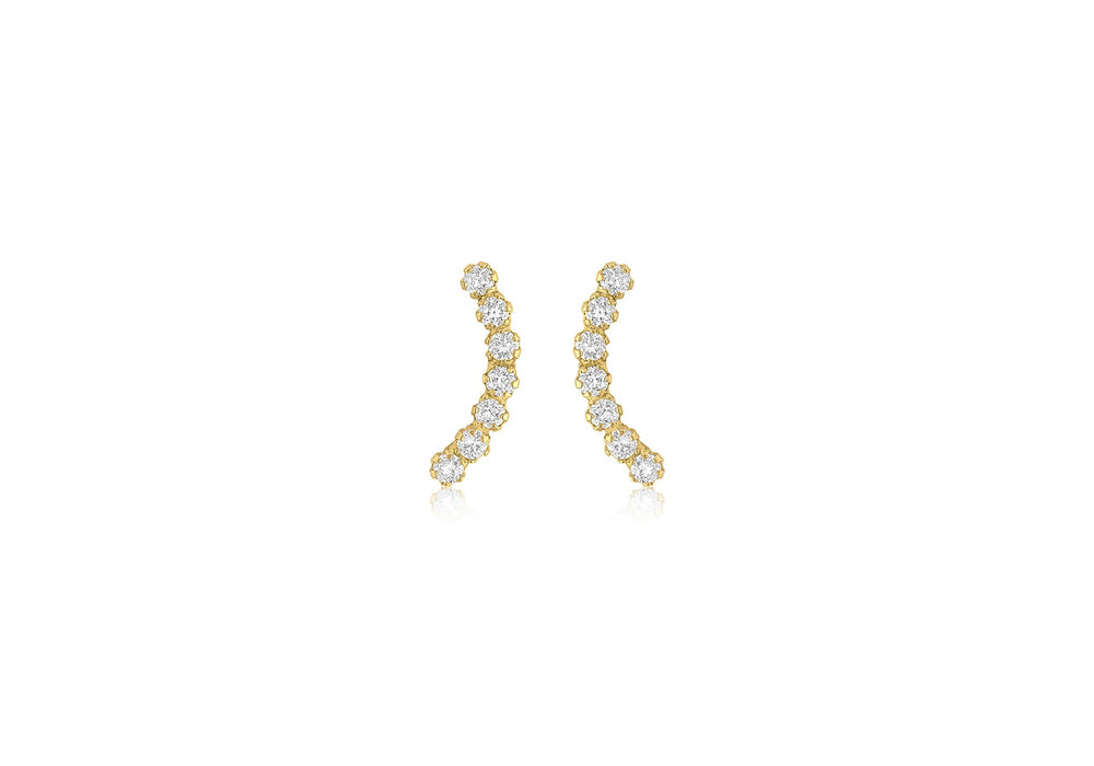 9ct Yellow Gold Zirconia  urve Stud Earrings