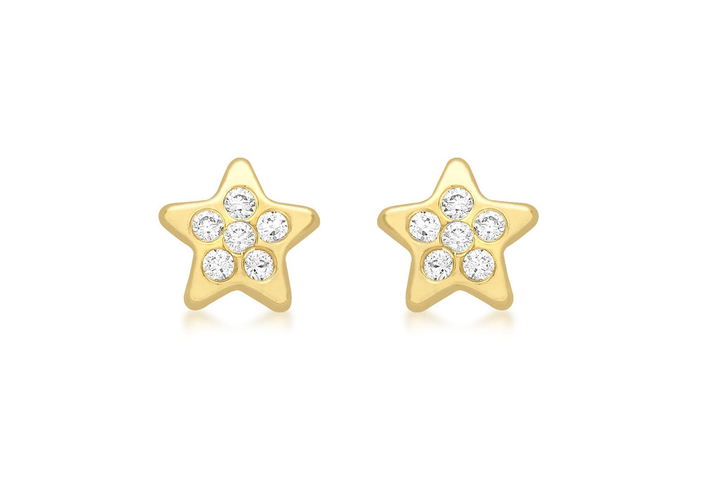 9ct Yellow Gold Zirconia  Star Stud Earrings