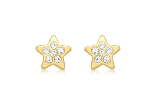 9ct Yellow Gold Zirconia  Star Stud Earrings