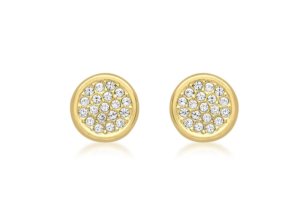 9ct Yellow Gold Zirconia  7mm Disc Stud Earrings