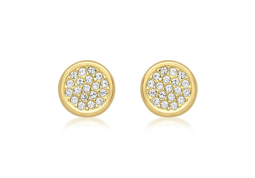 9ct Yellow Gold Zirconia  7mm Disc Stud Earrings