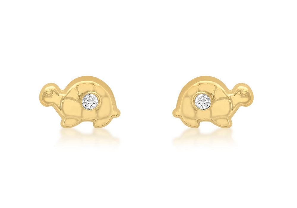 9ct Yellow Gold Zirconia  Mini Tortoise Stud Earrings