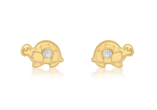 9ct Yellow Gold Zirconia  Mini Tortoise Stud Earrings