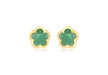 9ct Yellow Gold Green Crystal 12mm x 12mm Flower Stud Earrings