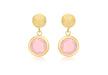 9ct Yellow Gold Round Pink Crystal Drop Earrings