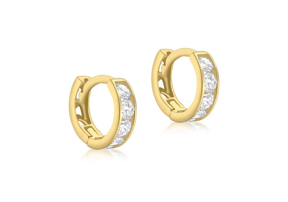 9ct Yellow Gold Zirconia  9mm Huggy Earrings