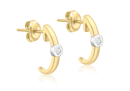 9ct Yellow Gold 0.04t Diamond DoughnCut Half-Band Earrings