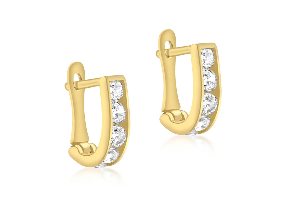 9ct Yellow Gold Zirconia  Half Hoop Earrings