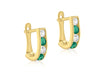 9ct Yellow Gold White & Green Zirconia Half-Hoop Earrings