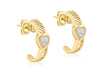 9ct Yellow Gold 0.06t Diamond Heart Half-Band Earrings