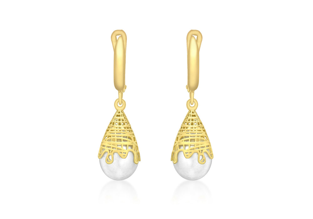 9ct Yellow Gold Fresh Water Pearl one Drop Earrings