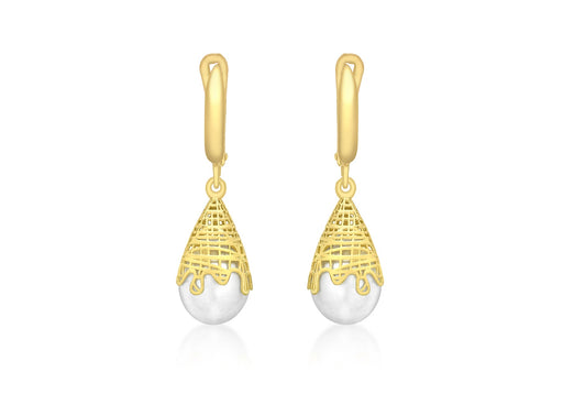 9ct Yellow Gold Fresh Water Pearl one Drop Earrings