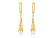 9ct Yellow Gold Twisted Fresh Water Pearl Twisted Cone Earrings 