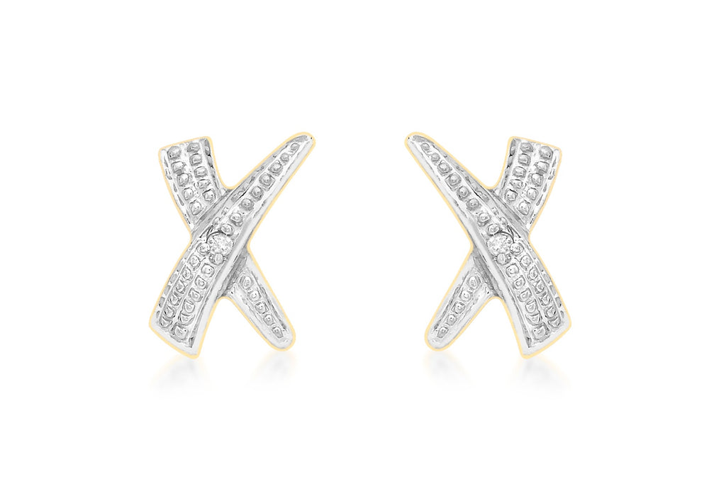 9ct Yellow Gold 0.01t Diamond Kiss Stud Earrings