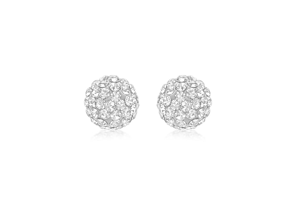 9ct Yellow Gold Crystal 7mm Ball Stud Earrings