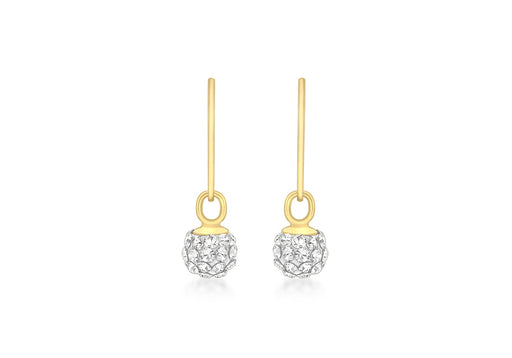 9ct Yellow Gold Crystal 5mm Ball Drop Earrings