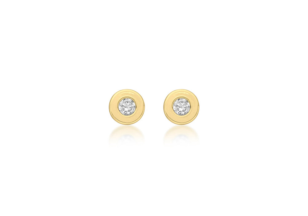 9ct Yellow Gold Zirconia  4.5mm DoughnCut Stud Earrings