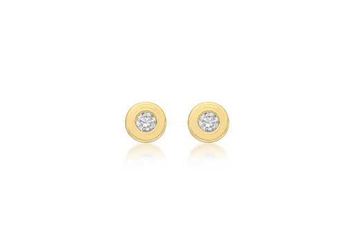 9ct Yellow Gold Zirconia  4.5mm DoughnCut Stud Earrings