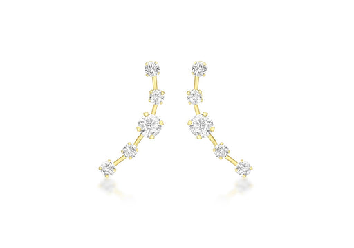 9ct Yellow Gold White Stone Set Crawl Earrings 