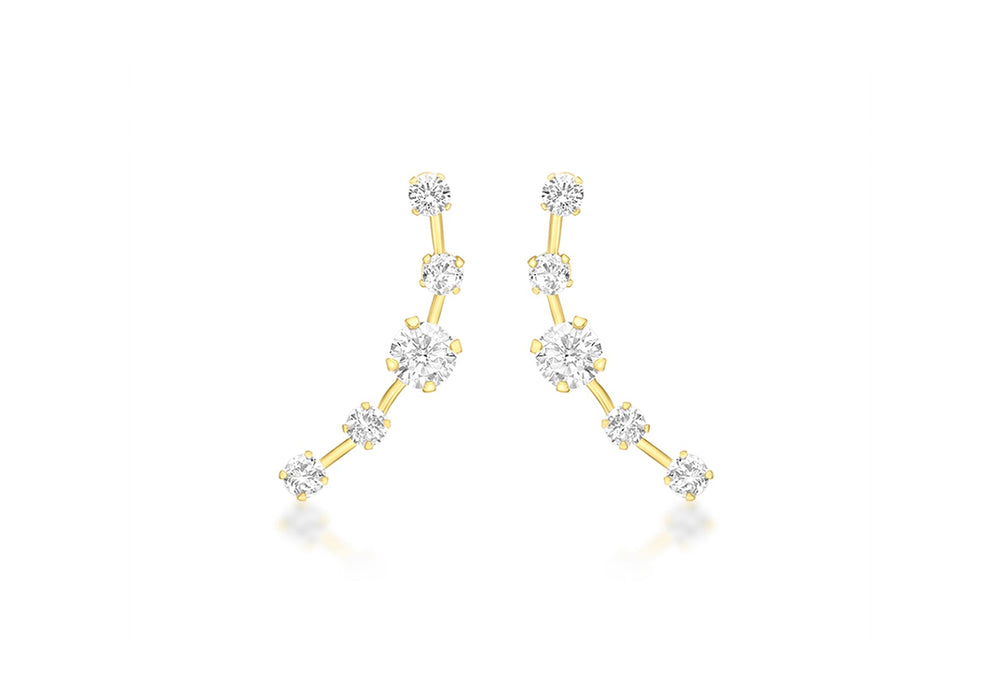 9ct Yellow Gold White Stone Set rawl Earrings