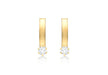 9ct Yellow Gold 3mm Zirconia  2mm urve Bar Earrings