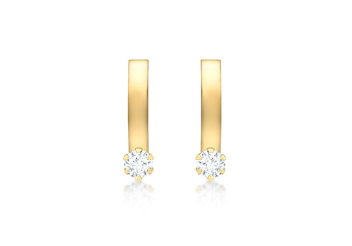 9ct Yellow Gold 3mm Zirconia  2mm urve Bar Earrings