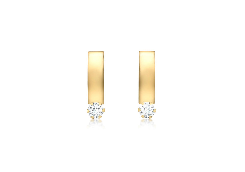 9ct Yellow Gold 3mm Zirconia  3mm urve Bar Earrings