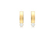 9ct Yellow Gold 3mm Zirconia  3mm urve Bar Earrings