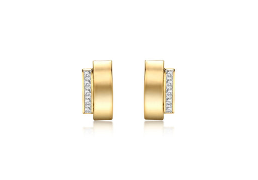 9ct Yellow Gold Zirconia  Band and Plain Band Stud Earrings